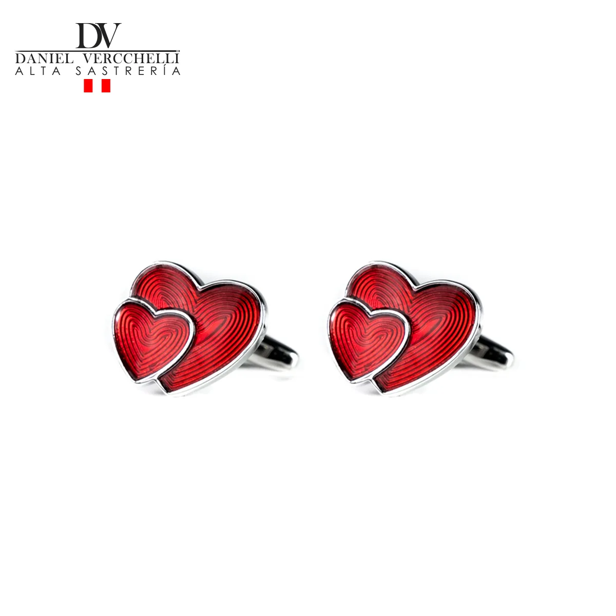 Gemelos Rhodium Plata corazones rojos COD. G14000-74 1 G14000-74 Rodio Plata corazones, rojo (3)