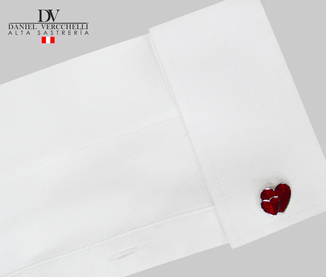 Gemelos Rhodium Plata corazones rojos COD. G14000-74 3 G14000-74 Rodio Plata corazones, rojo