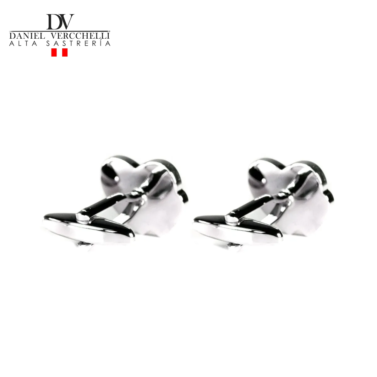 Gemelos Rhodium Plata corazones azul acero COD. G14000-75 2 G14000-75 Rodio Plata corazones, azul acero (2)