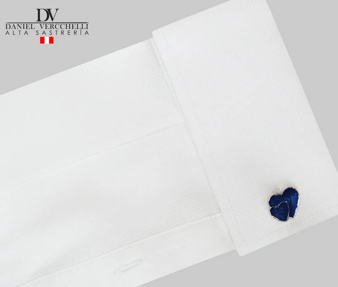 Gemelos Rhodium Plata corazones azul acero COD. G14000-75 3 G14000-75 Rodio Plata corazones, azul acero