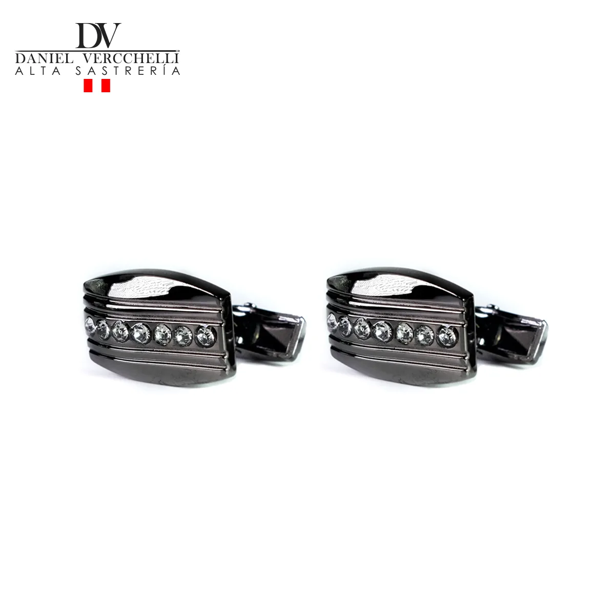 Gemelos Rhodium Plata cromada rectangular en desnivel 7 piedritas horizontal COD. G14000-84 1 G14000-84 Rodio Plata cromada rectangular en desnivel 7 piedritas horizont (3)