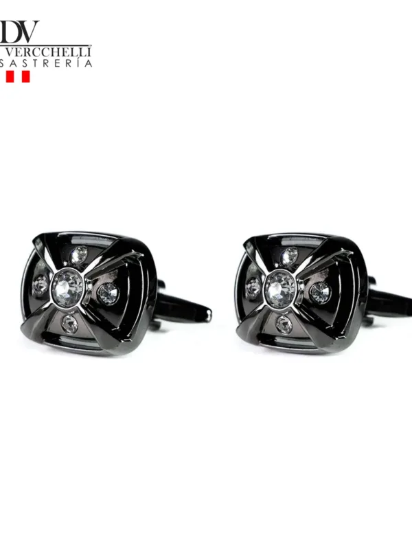 G14000-86 Rodio Plata cromada rectangular x con piedras (3)