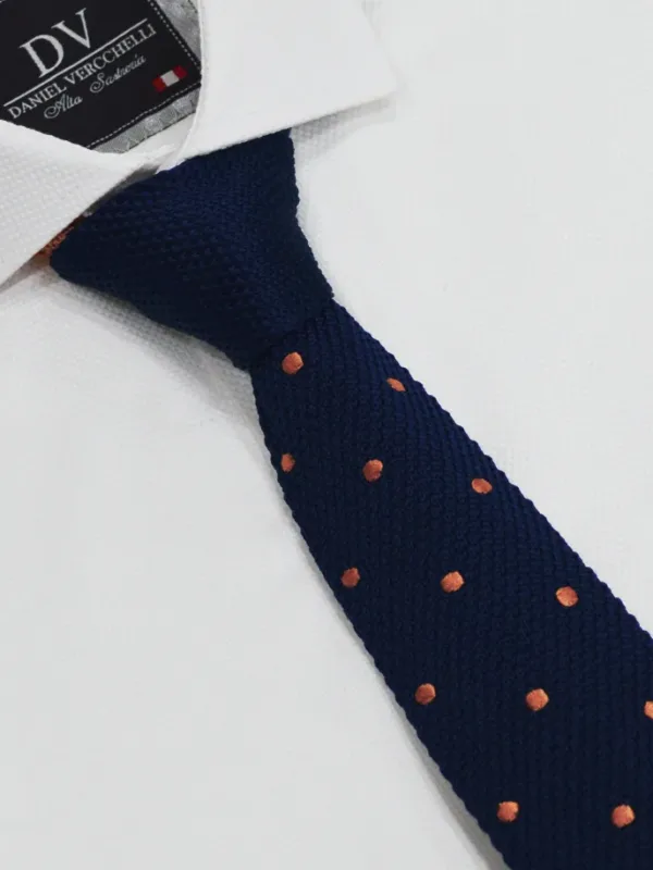 corbata CL8900-16 AZUL CON BOLITAS ANARANJADO......