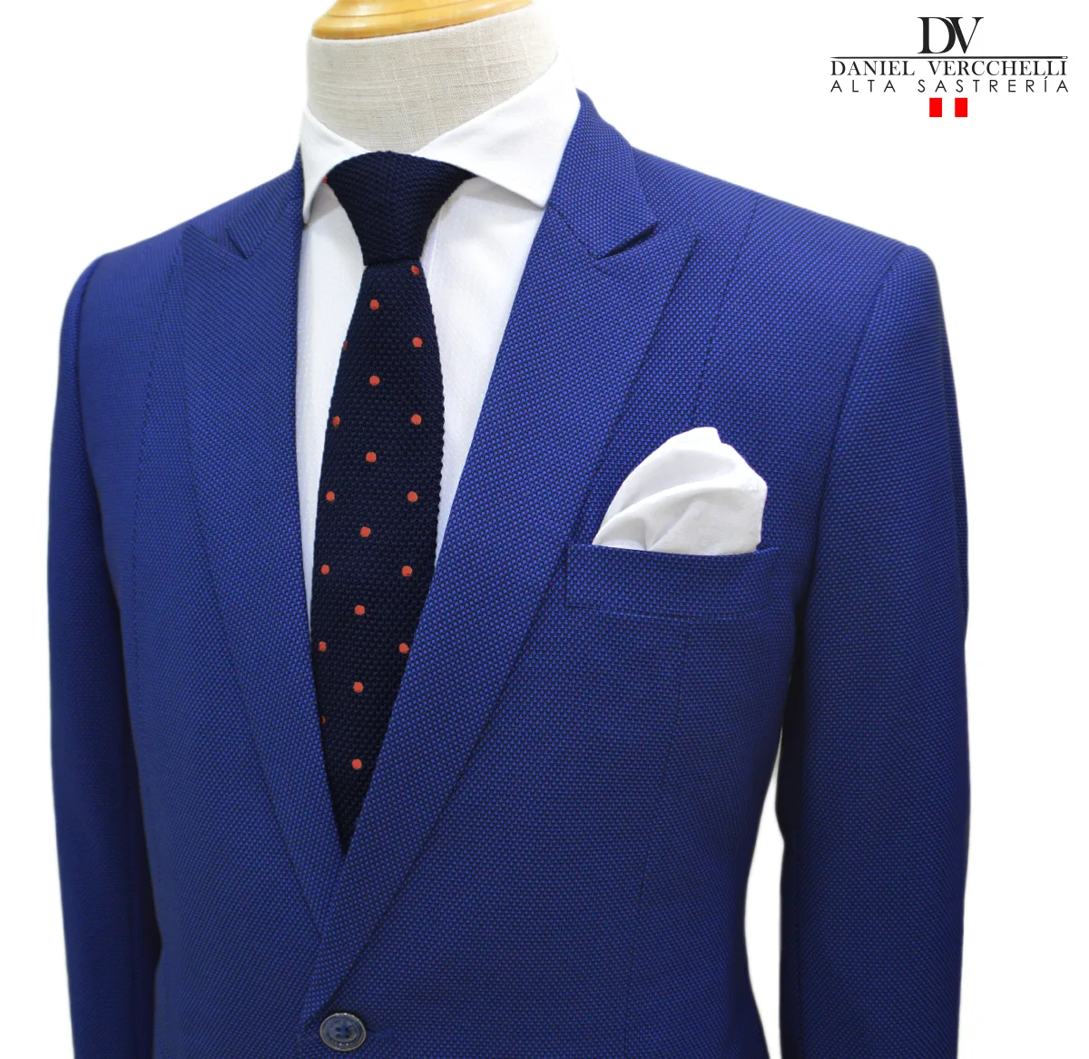 Corbata Ejecutiva Azul con bolitas anaranjado 6 corbata CL8900-16 AZUL CON BOLITAS ANARANJADO......00