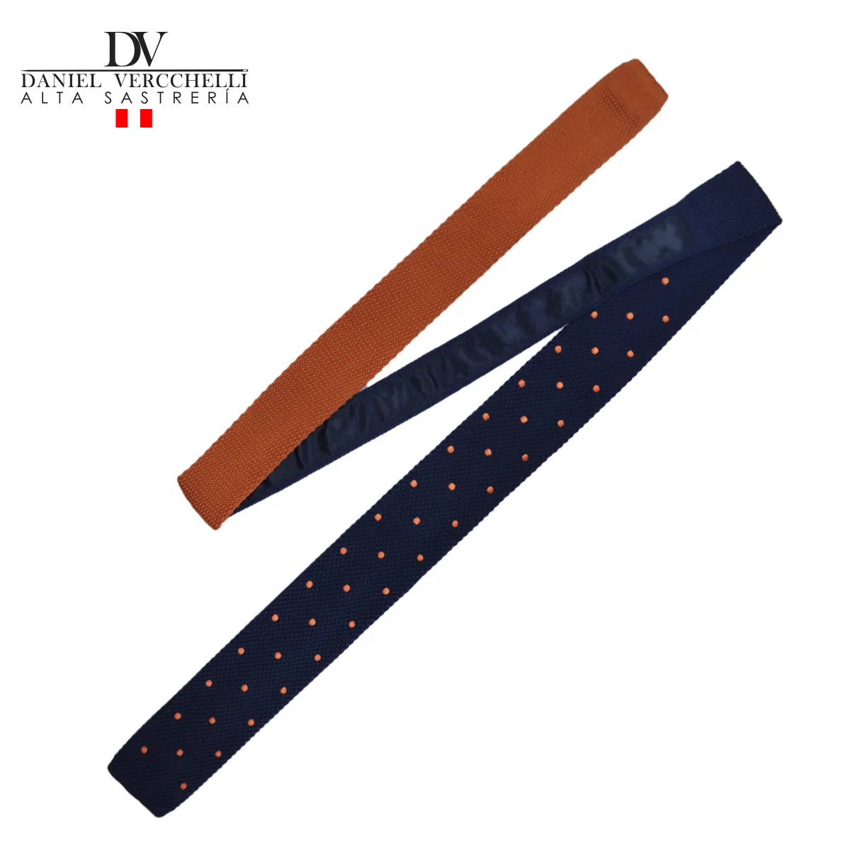 Corbata Ejecutiva Azul con bolitas anaranjado 5 corbata CL8900-16 AZUL CON BOLITAS ANARANJADO...