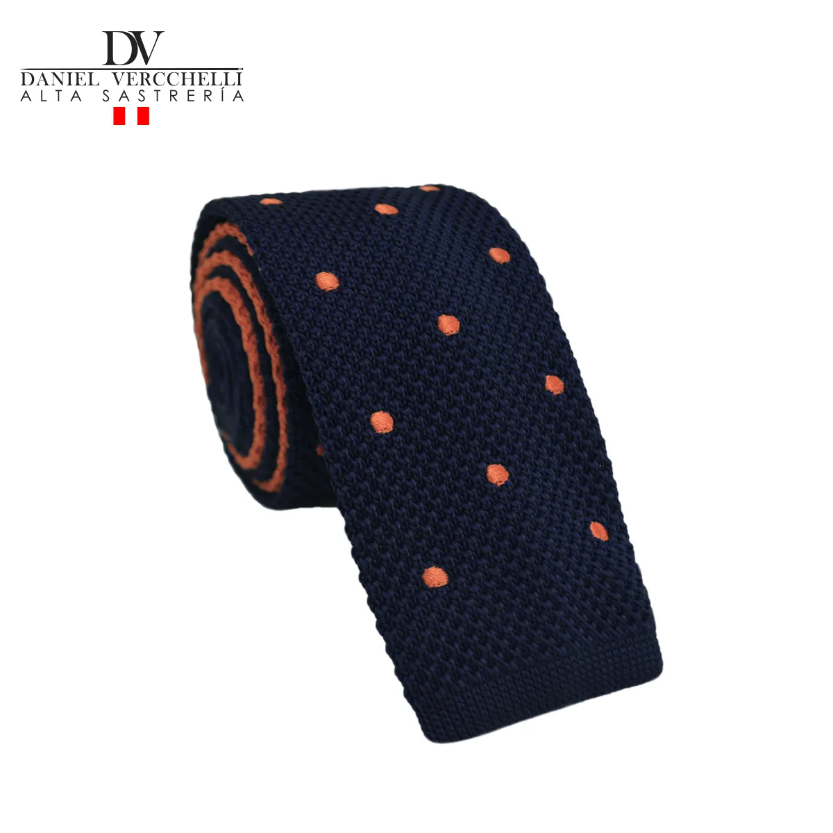 Corbata Ejecutiva Azul con bolitas anaranjado 3 corbata CL8900-16 AZUL CON BOLITAS ANARANJADO.