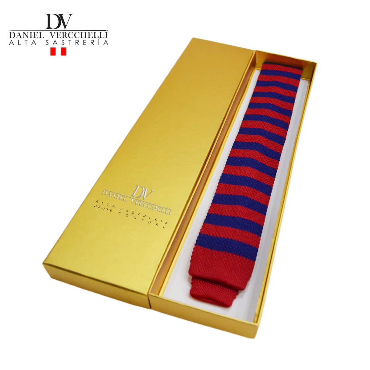 Corbata Ejecutiva Azul a rayas rojas 3 corbata CL8900-25 AZUL A RAYAS ROJAS