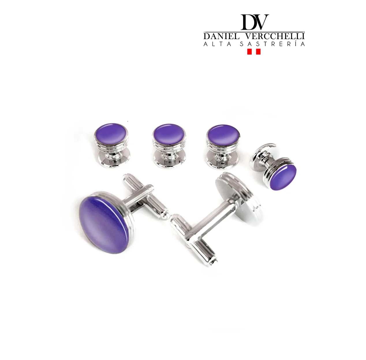 Gemelo Tuxedo Rodio 4x2 f. Plata c/Lila Osc. COD. GB1750-9 2 GB1750-9